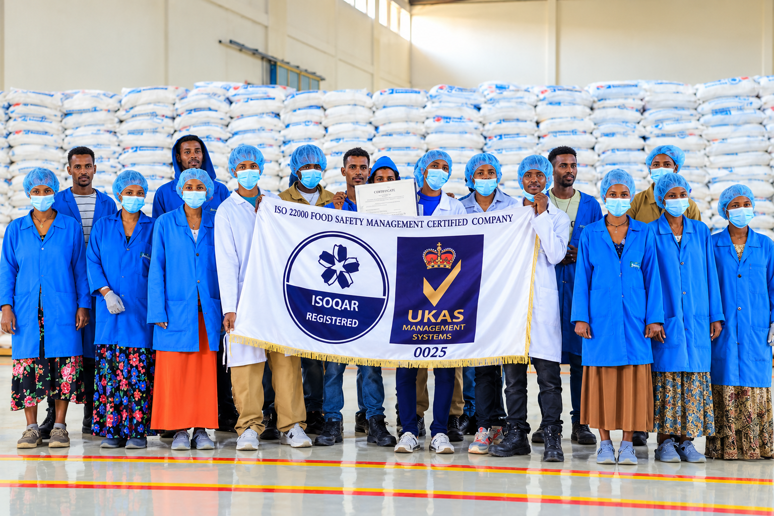 Quarit Agro Industry team at the Bahir Dar facility celebrating food safety certification
